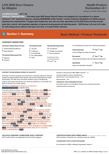 Cover of LCN 2030 Door Closers — open the PDF