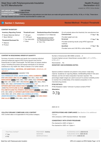 Cover of Steel Door with Polyisocyanurate Insulation — open the PDF