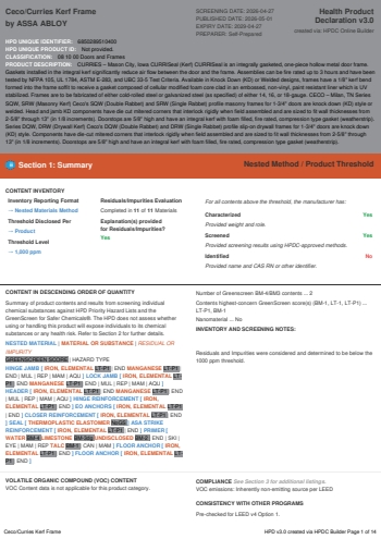 Cover of Ceco/Curries Kerf Frame — open the PDF