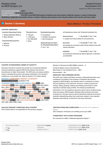 Cover of Stainless Steel — open the PDF