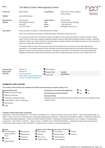Cover of Toli Mature Select Heterogeneous Sheet — open the PDF