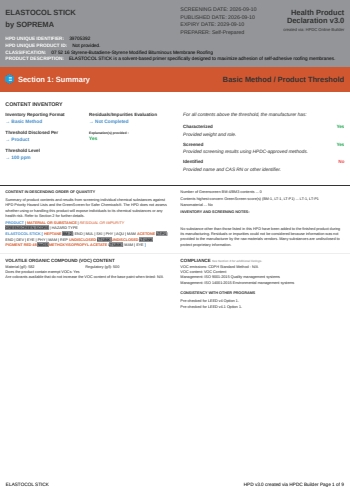 Cover of ELASTOCOL STICK — open the PDF