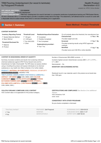Cover of TRM Flooring Underlayment (for wood & laminate) — open the PDF