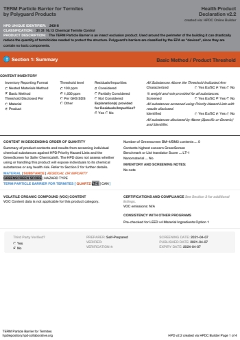 Cover of TERM Particle Barrier for Termites — open the PDF