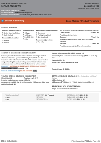 Cover of DECK-O-SHIELD 3460000 — open the PDF