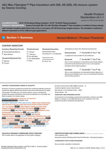 Cover of ASJ Max Fiberglas Pipe Insulation with SSL II SSL I  closure system — open the PDF