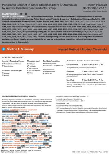 Cover of Panorama Cabinet in Steel Stainless Steel or Aluminum — open the PDF