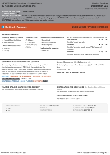 Cover of KEMPEROL® Premium 165/120 Fleece — open the PDF