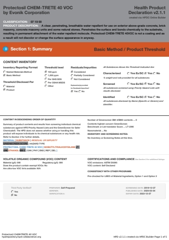 Cover of Protectosil CHEMTRETE 40 VOC — open the PDF