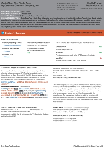 Cover of Crete Clean Plus Single Dose — open the PDF