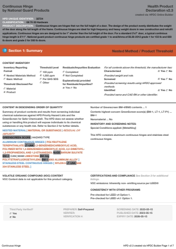 Cover of Continuous Hinge — open the PDF