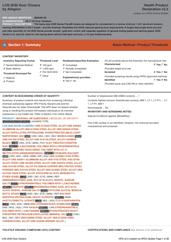 Cover of LCN 2030 Door Closers — open the PDF