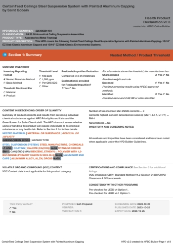 Cover of CertainTeed Ceilings Steel Suspension System with Painted Aluminum Capping — open the PDF