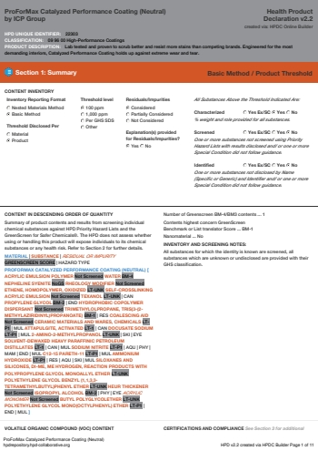 Cover of ProForMax Catalyzed Performance Coating Neutral — open the PDF