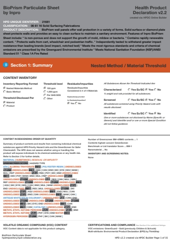 Cover of BioPrism Particulate Sheet — open the PDF