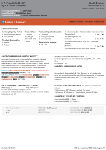 Cover of H.B. Fuller® HL-7216 PI — open the PDF