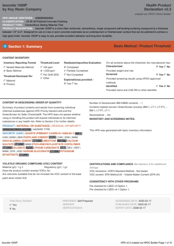 Cover of Isocrete 1500P — open the PDF
