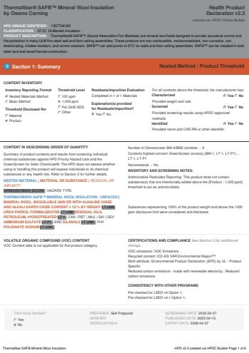 Cover of Thermafiber® SAFB™ Mineral Wool Insulation — open the PDF