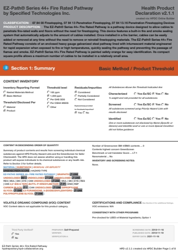 Cover of EZ-Path® Series 44+ Fire Rated Pathway — open the PDF
