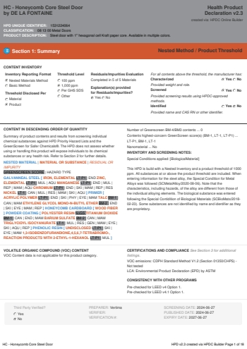 Cover of HC - Honeycomb Core Steel Door — open the PDF