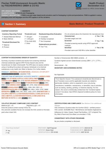 Cover of Fischer FiAM Intumescent Acoustic Mastic — open the PDF