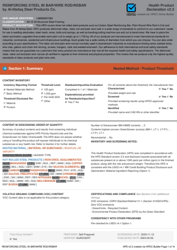 Cover of REINFORCING STEEL IN BAR/WIRE ROD/REBAR — open the PDF