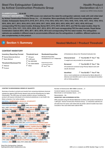 Cover of Steel Fire Extinguisher Cabinets — open the PDF