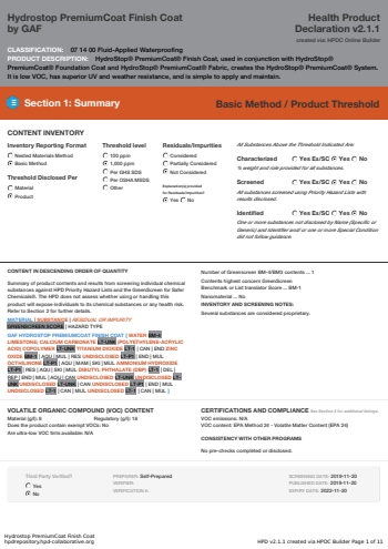 Cover of Hydrostop PremiumCoat Finish Coat — open the PDF