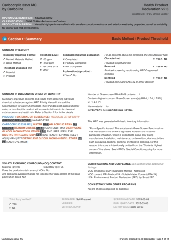 Cover of Carbocrylic 3359 MC — open the PDF