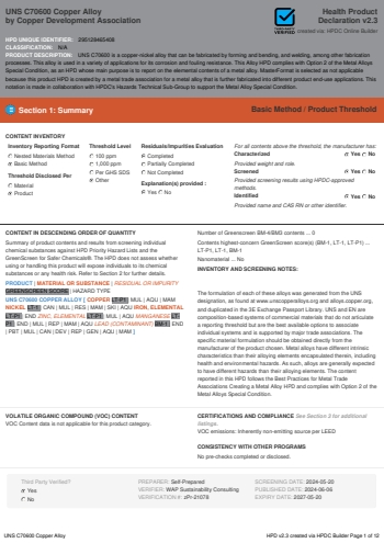 Cover of UNS C70600 Copper Alloy — open the PDF