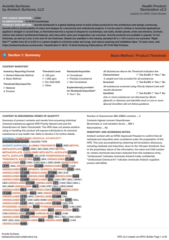 Cover of Avonite Surfaces — open the PDF