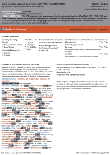 Cover of Multi-Purpose Access Door (TM/TMW/TMP/TME/TMG/TMS) — open the PDF