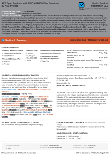 Cover of AEP Span Products with ZINCALUME® Plus Substrate — open the PDF