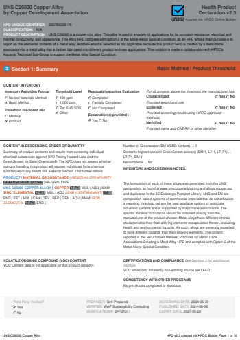Cover of UNS C26000 Copper Alloy — open the PDF