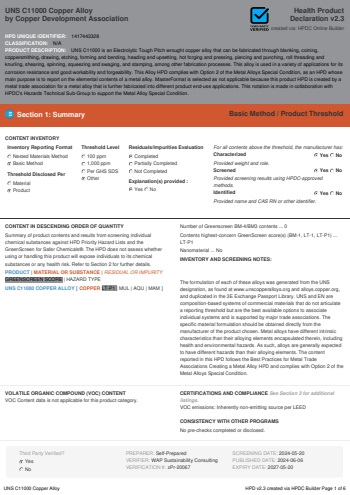 Cover of UNS C11000 Copper Alloy — open the PDF