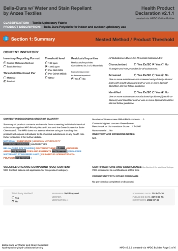 Cover of BellaDura w Water and Stain Repellant — open the PDF