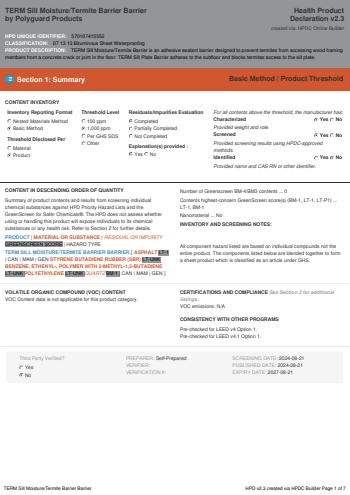 Cover of TERM Sill Moisture/Termite Barrier Barrier — open the PDF