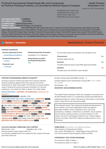 Cover of ProForm® Conventional Weight Ready Mix Joint Compounds — open the PDF