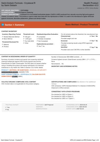 Cover of Saint-Gobain Formula - Crystacal R — open the PDF