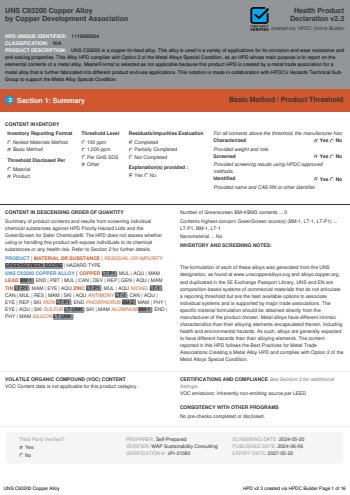 Cover of UNS C93200 Copper Alloy — open the PDF