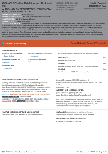 Cover of ASSA ABLOY Hollow Metal Door set - Rockwool infill — open the PDF