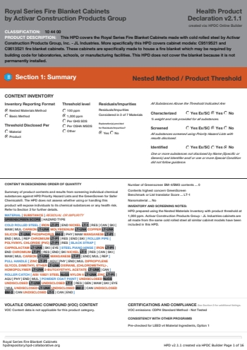 Cover of Royal Series Fire Blanket Cabinets — open the PDF