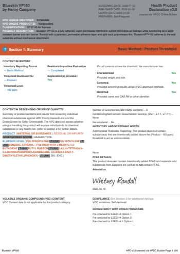 Cover of Blueskin VP160 — open the PDF