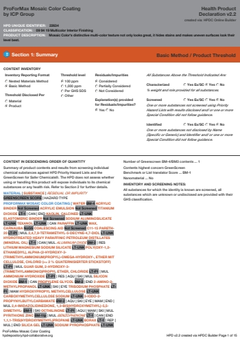 Cover of ProForMax Mosaic Color Coating — open the PDF