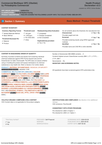 Cover of Commercial Multilayer SPC (Obelisk) — open the PDF