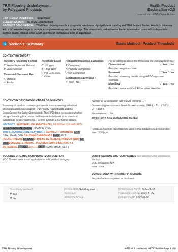 Cover of TRM Flooring Underlayment — open the PDF