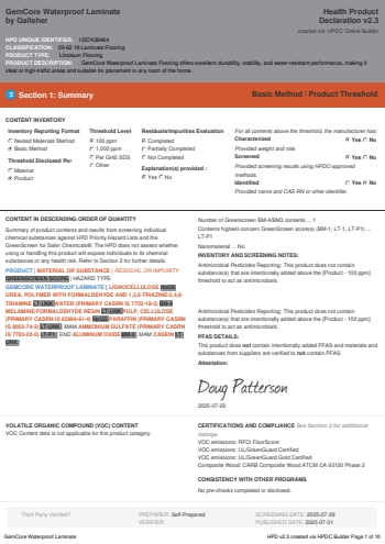 Cover of GemCore Waterproof Laminate — open the PDF