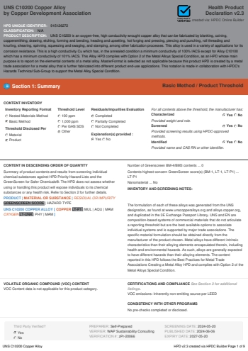 Cover of UNS C10200 Copper Alloy — open the PDF