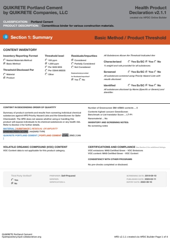 Cover of QUIKRETE Portland Cement — open the PDF
